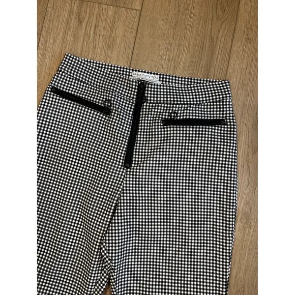 Urban Outfitters Gingham High Waisted Zipper Cigarette Pants Black White US 4 - Image 2