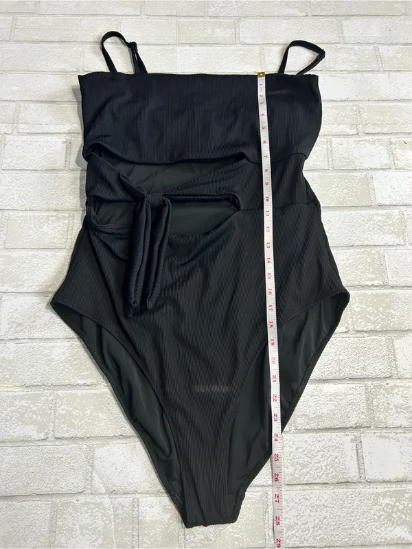 Aerie Ribbed Black One-Piece Swimsuit with Front Tie Size XXL Long - Image 7