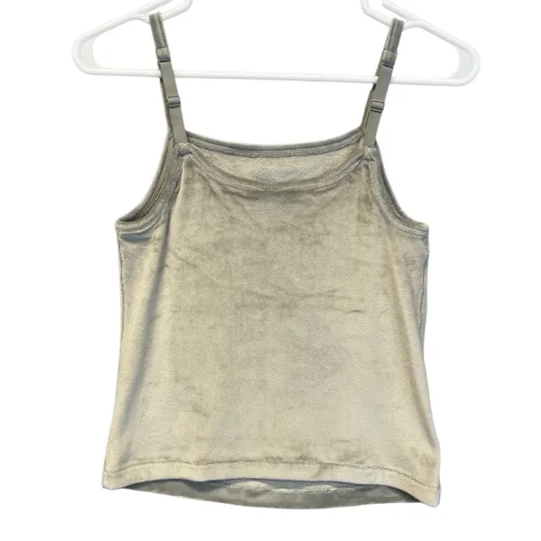 SKIMS Velour Cami Women Large Smoke Grey 0883 Square Neck‎ Spaghetti Strap NWT - Image 6