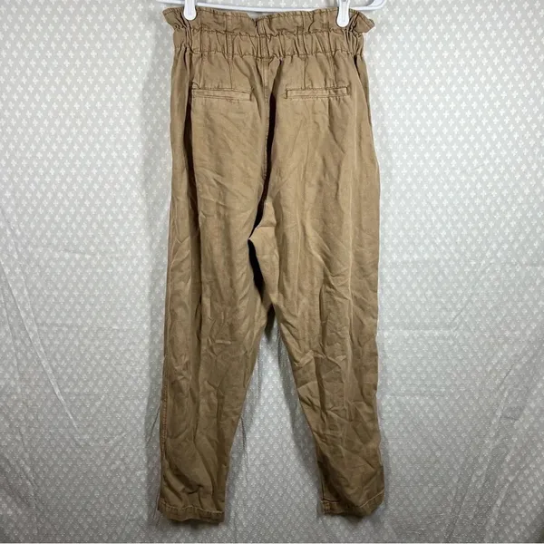 Free People Tan Margate Pleated High Rise‎ Paperbag Pants - Image 4