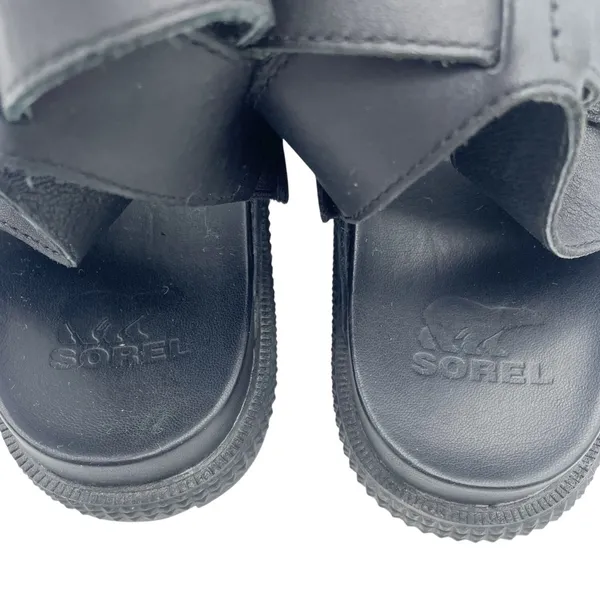 Sorel Roaming T-Strap Buckle Sandals Size 5.5 Black Leather Strappy Rugged Sole - Image 13