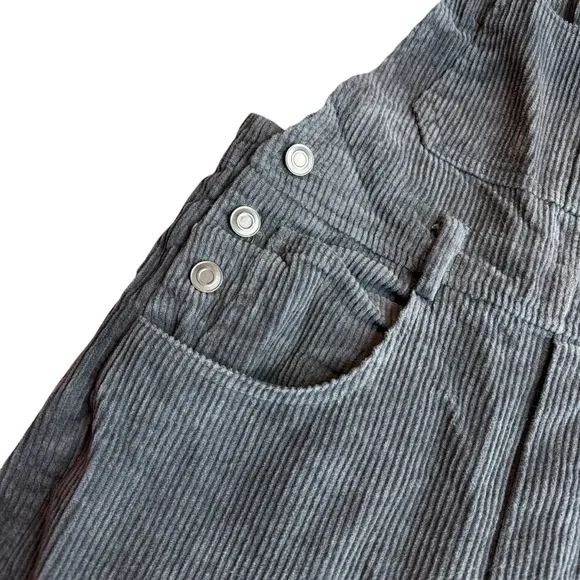 By Together Women’s S Corduroy Overalls Charcoal Gray‎ Relaxed Fit Boho Hipster - Image 7