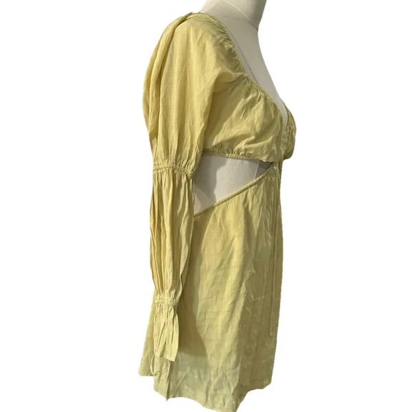 Kittenish Jessie James Decker Yellow Cutout Mini Dress XS Long Sleeve Party - Image 9