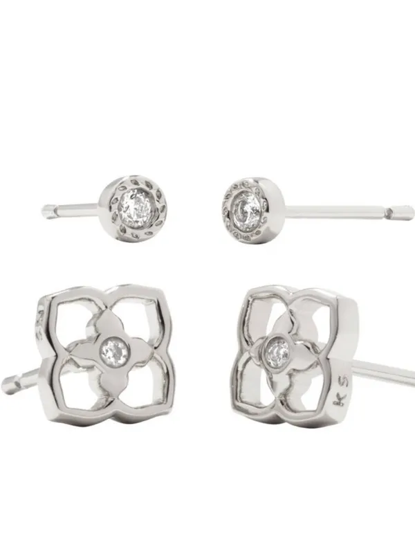 Kendra Scott Iris Rhodium Over Brass Stud Earring Set - Image 6