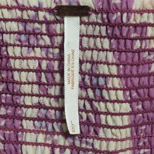 Free People Purple Pink Floral Empire Waist Sundress Spaghetti Straps Size L - Image 8