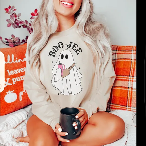 Adorable Cream Boo-Jee Ghost sweatshirt trendy size XXlarge - Image 9
