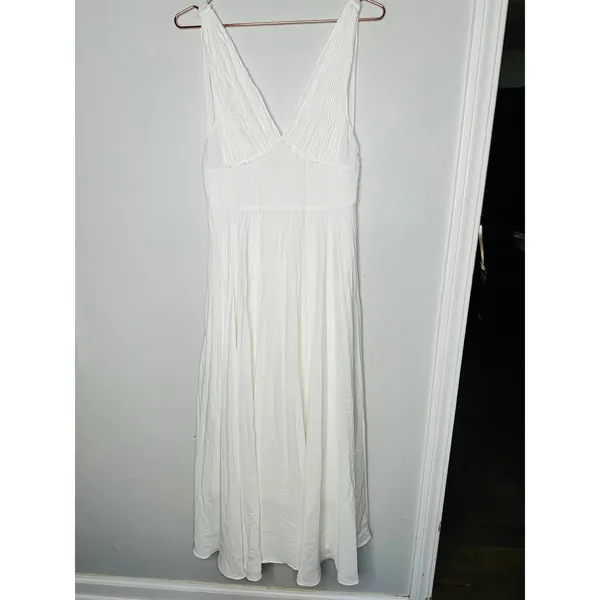 TOME White Accordion Pleated Sleeveless Flowy Bridal Maxi Dress Size 6 - Image 5