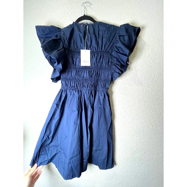 MISA Women's Radha Navy Ruffle Smocked Dress Size XS NWT $360 retail - Image 7