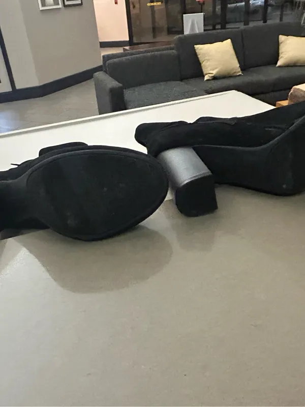 Christian Siriano Black Suede Block Heel Ankle Boots with Side Zip 6 - Image 4