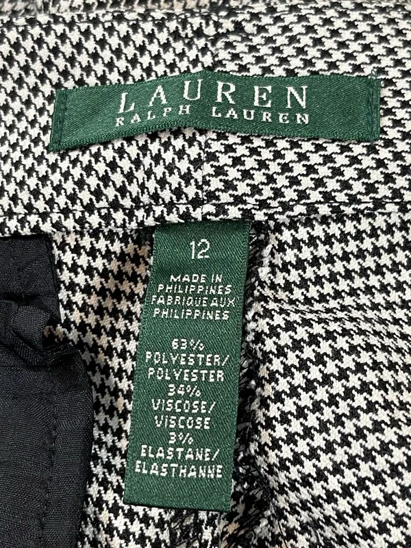 Lauren Ralph Lauren Black White Houndstooth Pants Size 12 Office Academia READ - Image 3