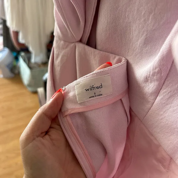 Aritzia Wilfred Aperature Tie Back Mini Dress Light Pink Size Small - Image 6