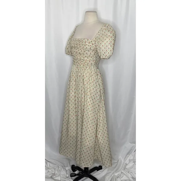 O.P.T.‎ One Pretty Time River Smocked Floral Midi Dress Puff Sleeves X-Small - Image 4