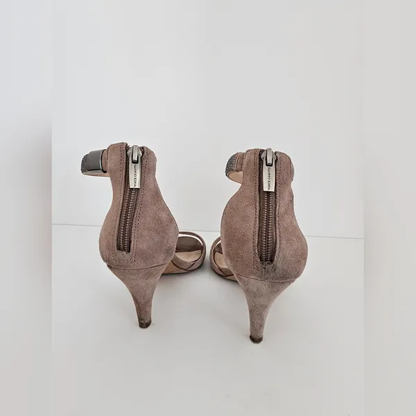 Vince Camuto Suede Rhinestone Ankle Strap Sandals – Taupe – Size 8 - Image 3