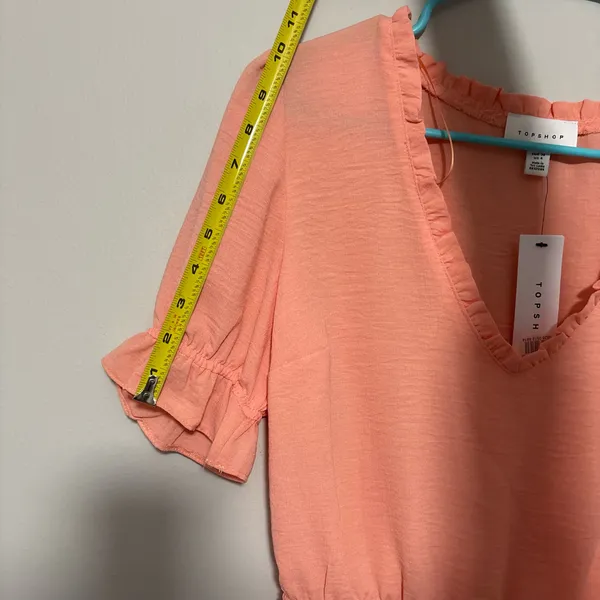 Topshop Coral Ruffle Peplum Blouse - Image 9