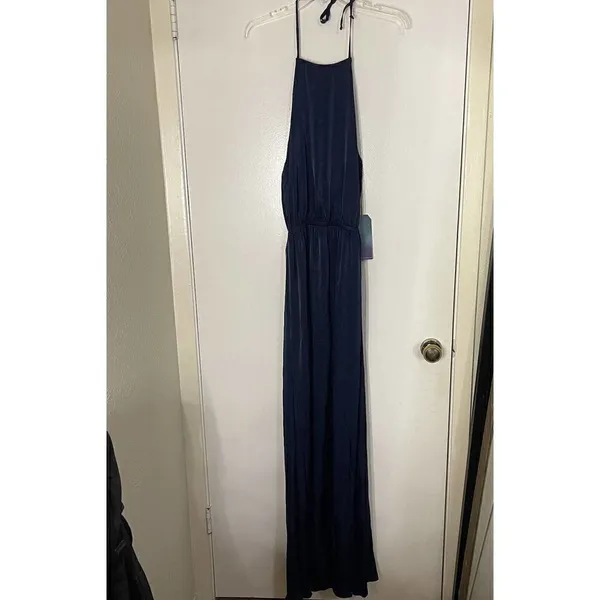 NWT Revolve Show me Your Mumu Heather halter navy side slit maxi dress small - Image 2