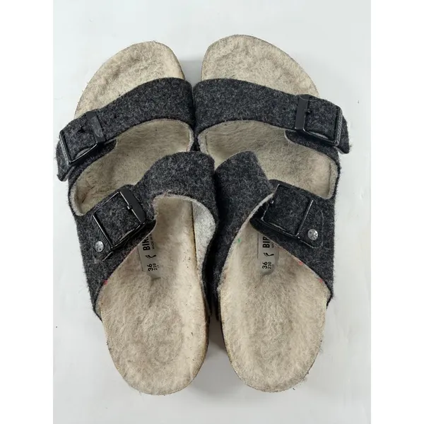 Birkenstock Arizona Shearling Anthracite Wool Felt Sandals 36 L5 Narrow Black - Image 4