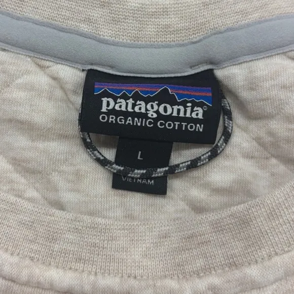 Patagonia Womens Organic Cotton Quilt Crewneck Sweatshirt Oatmeal Heather Large - Image 6