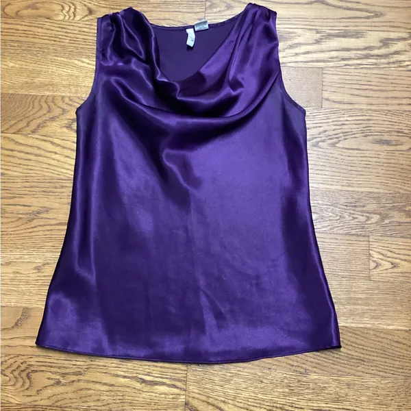 Sami & Jo elegant cowl neck blouse in vibrant deep purple. Size Small - Image 9
