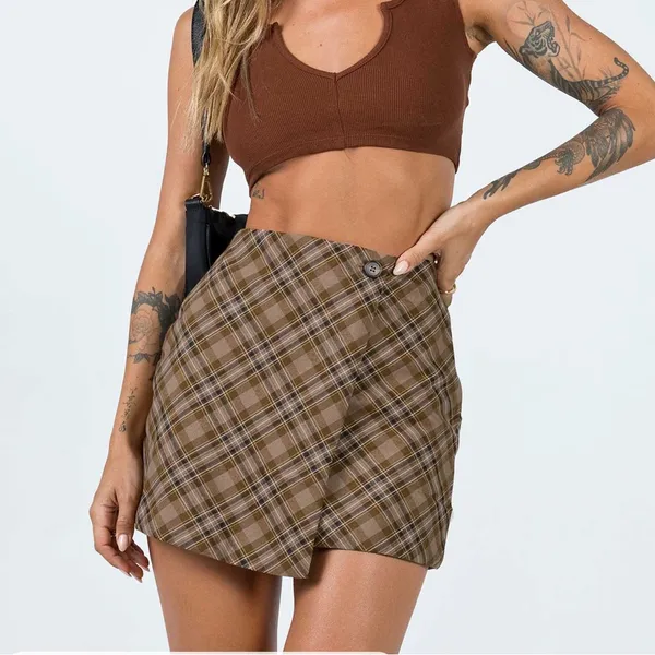 Princess Polly Brown Plaid Mini Skirt*NEW‎ - Image 5