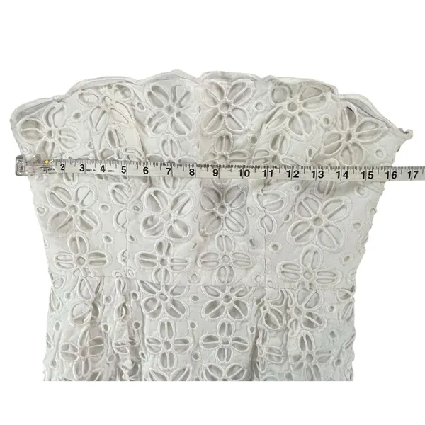 Milly New York Emalina Dress 10 White Floral‎ Eyelet Strapless Lined Chic Modern - Image 7