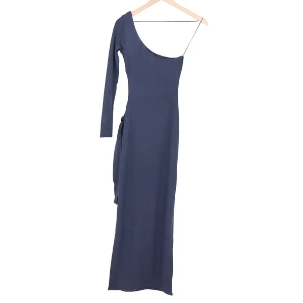 Naked Wardrobe Navy One Shoulder Side Tie Cutout Maxi Dress S - Image 7