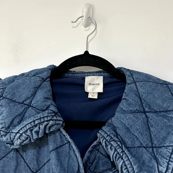 Maeve Anthropologie Hazel Quilted Chambray Cottagecore Farmhouse Jacket Size S - Image 3