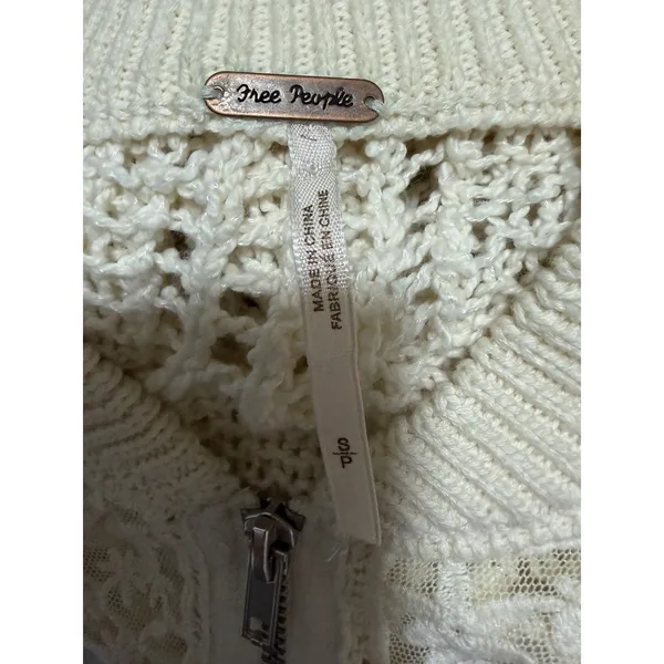 Free People‎ Sun Storm Bomber Jacket Ivory Women's Size Small - Image 9