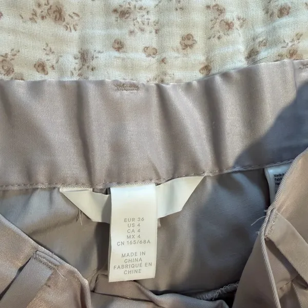 H&M High-Waist Wide Leg Satin Pants in Taupe - Image 2