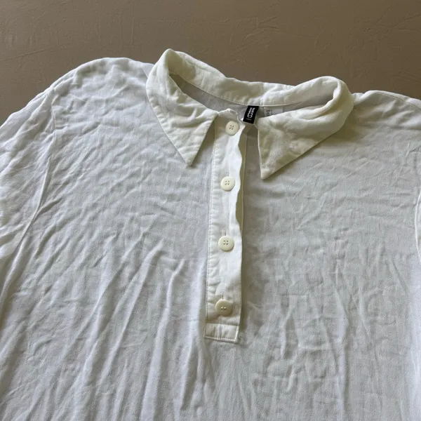 H&M Oversized Sheer CrêPe Polo Shirt - Image 6
