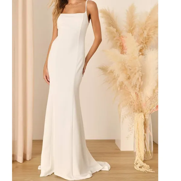 NEW Lulus Luxe Bridal Blessed Romance White Sleeveless Button Back Mermaid Dress - Image 4