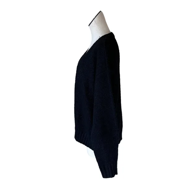 NWOT LAUREN RALPH LAUREN Black Metallic Thread Ribbed Long Sleeve Sweater - Image 9