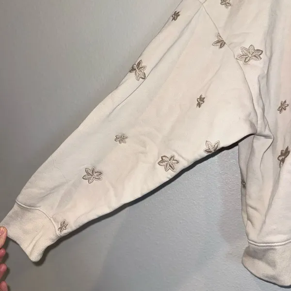 Elevated Faith Floral Half Zip Sweatshirt L Cream Cropped Cozy - Image 11