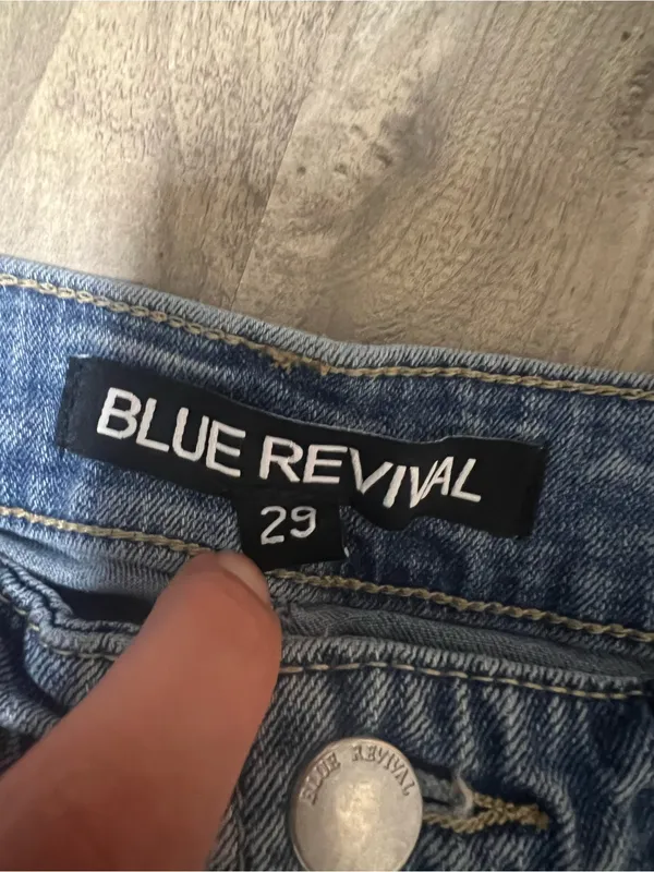 Blue Revival Wide Leg Denim Jeans Size 29 Medium Wash Flex Back - Image 2
