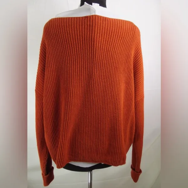 French Connection Womens burn Orange Knit Long Sleeve Sweater Stretch Top Size M - Image 2