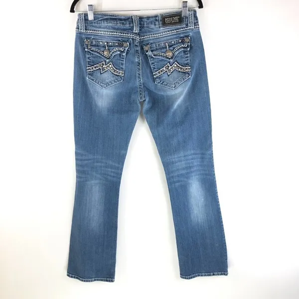 Miss Me Womens Jeans Easy Boot Medium Wash Fading Embellished Size 29 - Image 4