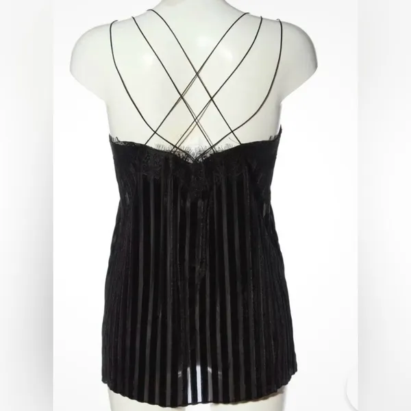 Zara‎ Y2K Trafaluc Collection Black Women’s Velvet-Striped Lace Trim Size USA S - Image 2