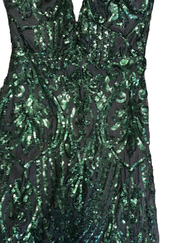 Viviana Formal Sequin Mermaid Dress black and green size small - Image 11