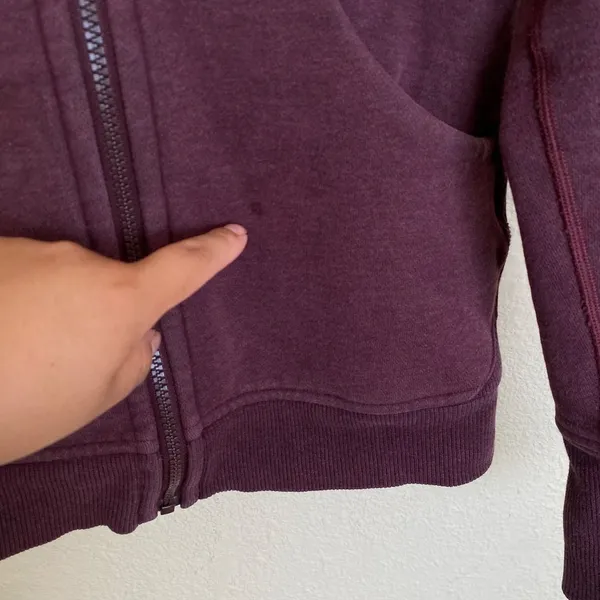 Lululemon zip up Scuba Classic Cotton Fleece Heathered Bordeaux Drama size‎ 4 - Image 12