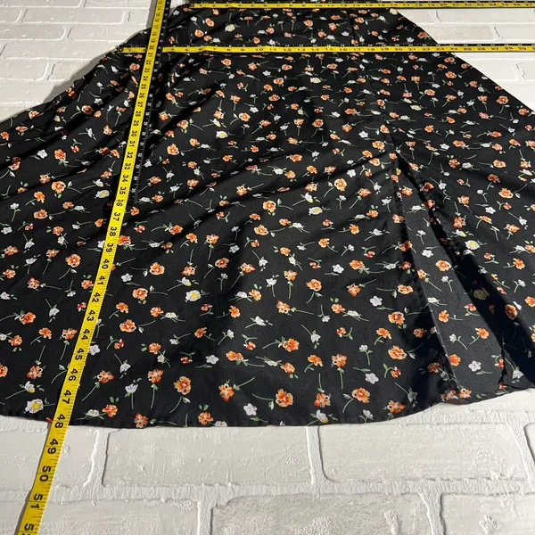 Milkmaid Maxi Dress Womens XL Black‎ Floral Feminine Smocked Puff Short Sleeve - Image 3