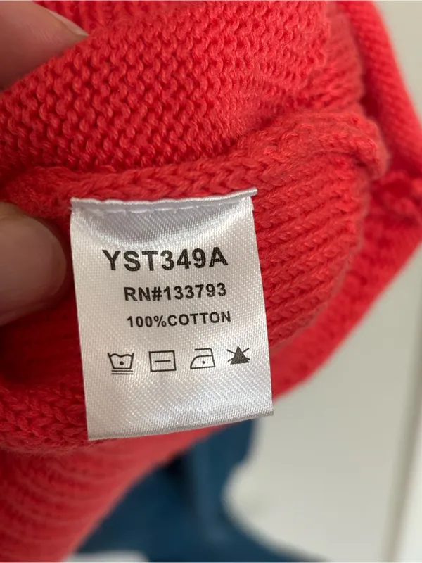 POL Colorblock Oversized Cotton Roll Hem Sweater Red, Pink, and Navy - Size S - Image 7