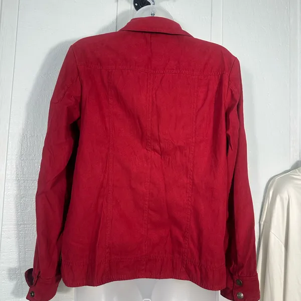 Amber Sun Red Zip Front Jacket Size Medium EUC - Image 3