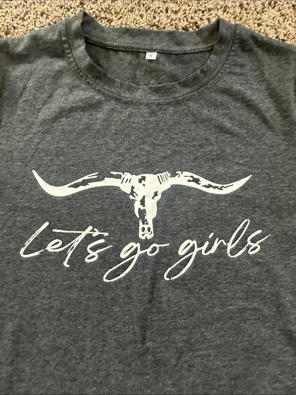 Charcoal Graphic Tee "Let's Go Girls" Gray - Image 3