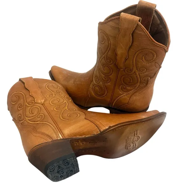 NIB Circle G Corral L6235 Women’s 8 Shedron Honey Brown Leather Ankle Boots NEW - Image 6