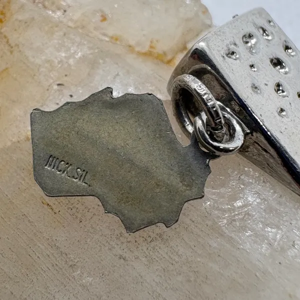 Vintage Wisconsin State Swiss Cheese Charm Nickel Silver Souvenir Pendant - Image 3