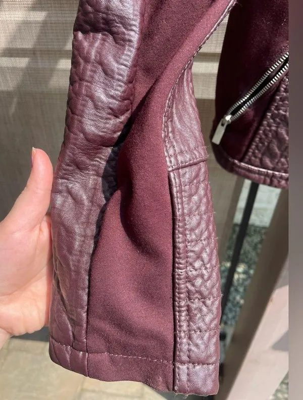 Burgundy leather jacket M Size M - Image 4
