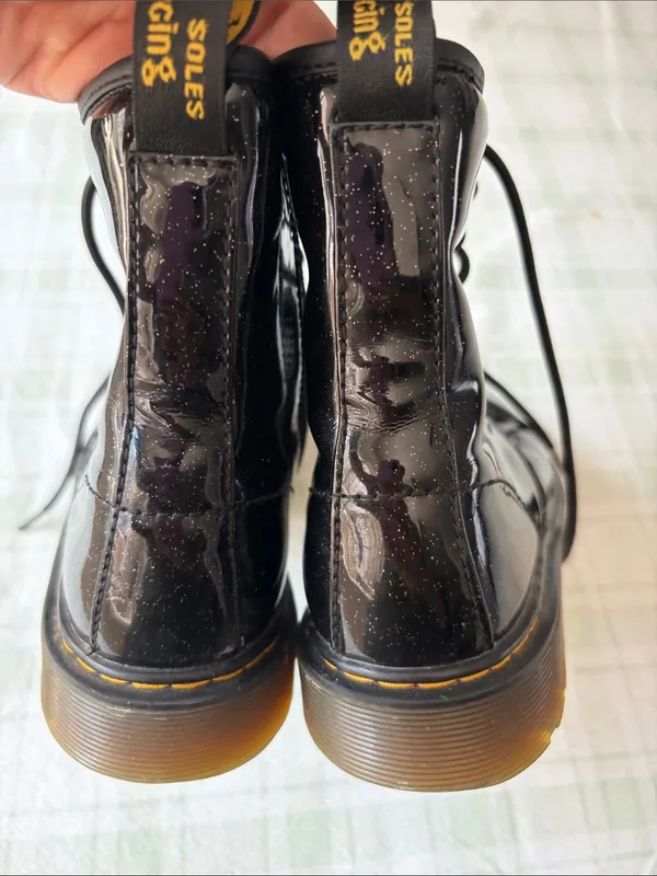 Dr. Martens Black Sparkle Patent Lace-Up Boots - Image 3