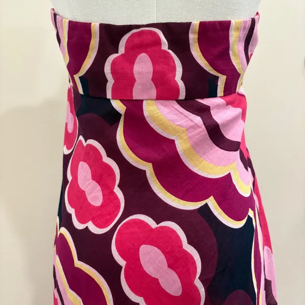 Harold's Pink Floral Silk Blend Halter Midi Dress Size 4 Retro Psychedelic Pinup - Image 8
