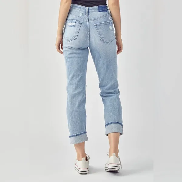 Risen NWT High Rise Distressed Boyfriend Medium Wash Jeans Size 2XL - Image 2
