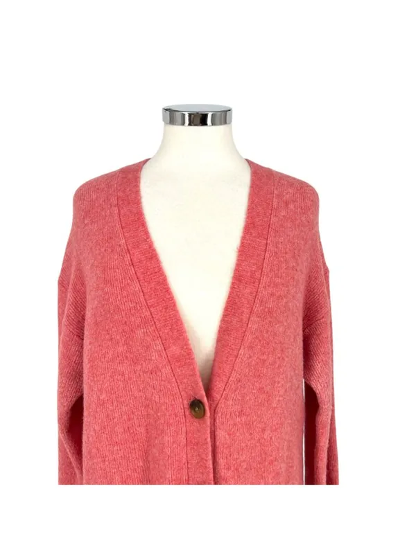 J. Crew Long Cardigan Sweater Pockets Pink Heather Preppy Cozy Size Medium - Image 3