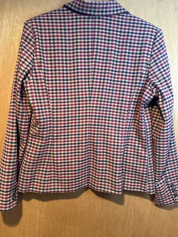 Merona Women’s 16 Plaid Wool Blend Blazer Equestrian Preppy Career Old Money - Image 8